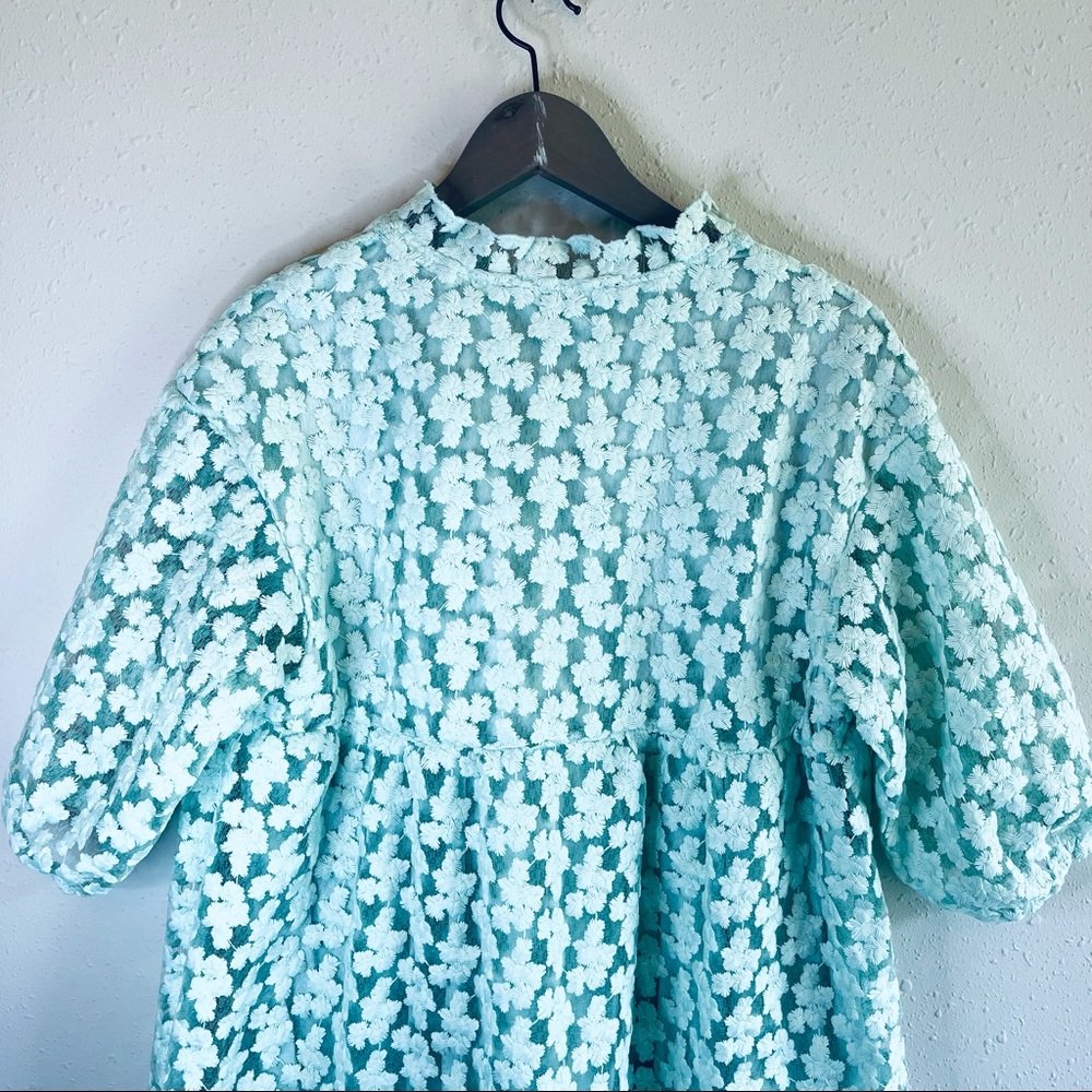 Marc NY Andrew Marc Lace 3/4 Sleeve Mint Tunic Size XS NWT - Picture 6 of 9
